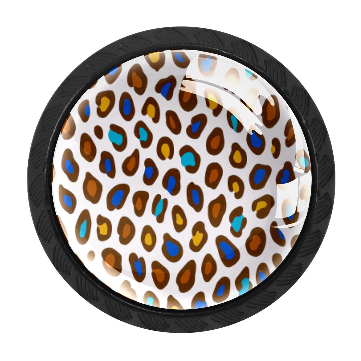Heoeh Multi 5 4 Pcs Kitchen Cabinet Knobs, Leopard Pattern Drawer Knobs Dresser Handles
