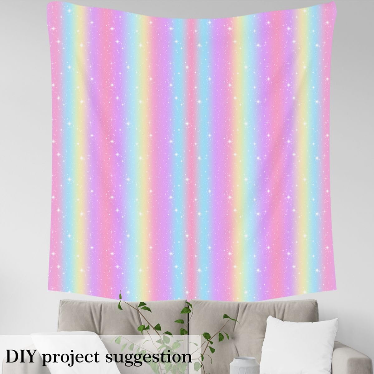 Erosebridal Tie Dye Fabric by The Yard - Pastel Rainbow Ombre Decorative Fabric for Kids Girls Women, 3 Yards