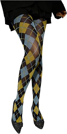Verdusa Womens Argyle Plaid Mesh Sheer Tights Preppy Stockings Pantyhose