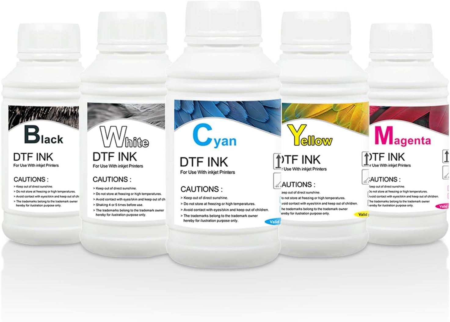 MZK DTF Ink Premium DTF Transfer Ink for PET Film, Refill for DTF Printers Ink, Heat Transfer Printing Direct to Film (5x1000ml CMYKW)