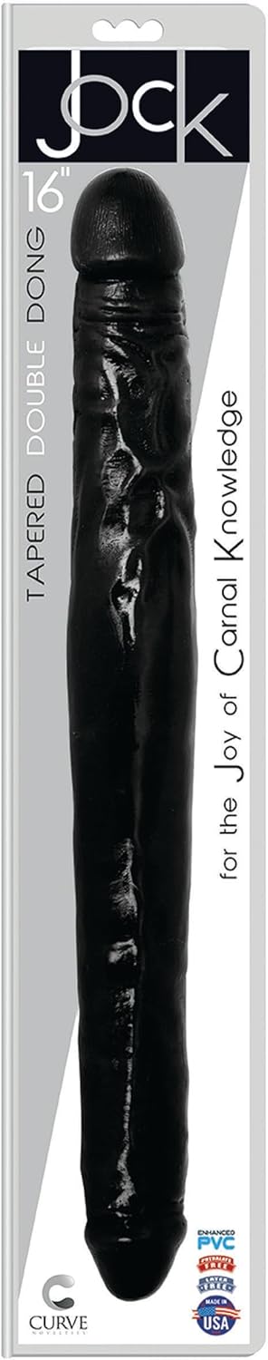 Curve Novelties Jock Tapered Double Dong, Black, 16 Inch