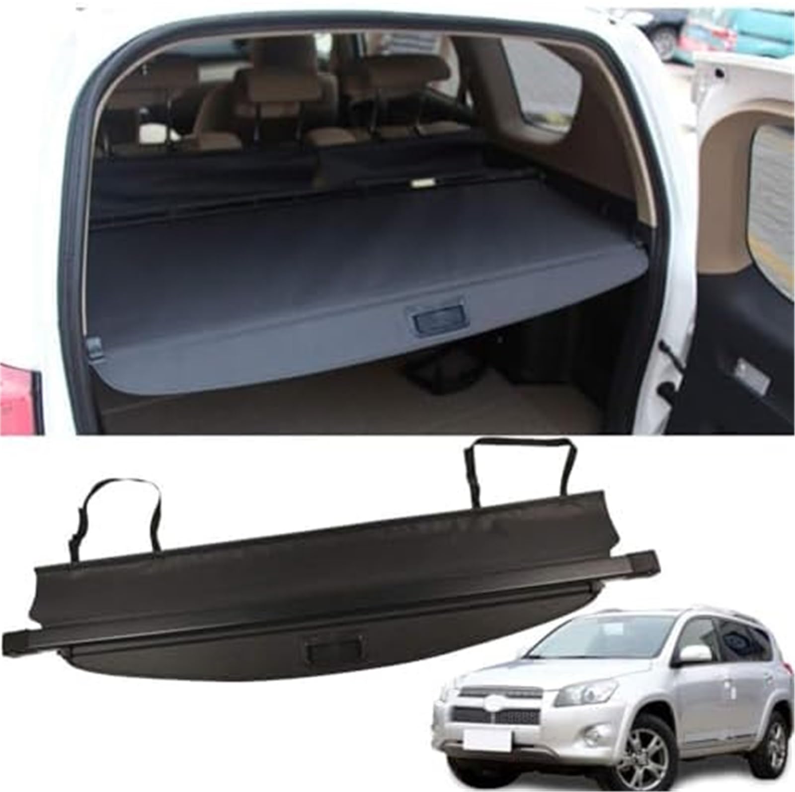 Fhjwqronte One Color Cargo Area Storage Rack Car Retractable Rear Trunk Parcel Shelf, For Toyota, For Rav4 2006-2012 Luggage Shade Shield Cargo Security Cover Curtainaccessories