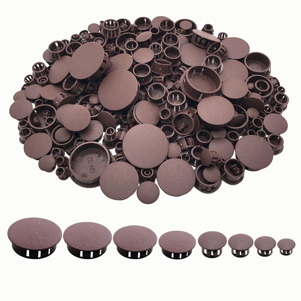 MONEXIO 275Pcs Plastic Hole Plugs Recessed Brown Round Hole - plugs tools | Mubboo