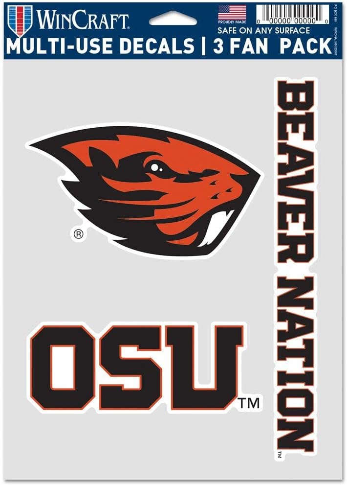 WinCraftNCAA Oregon State Beavers Decal Multi Use Fan 3 Pack, Team Colors, One Size
