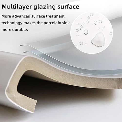 Miniatura 9 de Lavabo de baño de 16 pulgadas con montaje inferior rectangular de porcelana blanca de 15.75 x 11.82 pulgadas, lavabo de cerámica con desbordamiento,