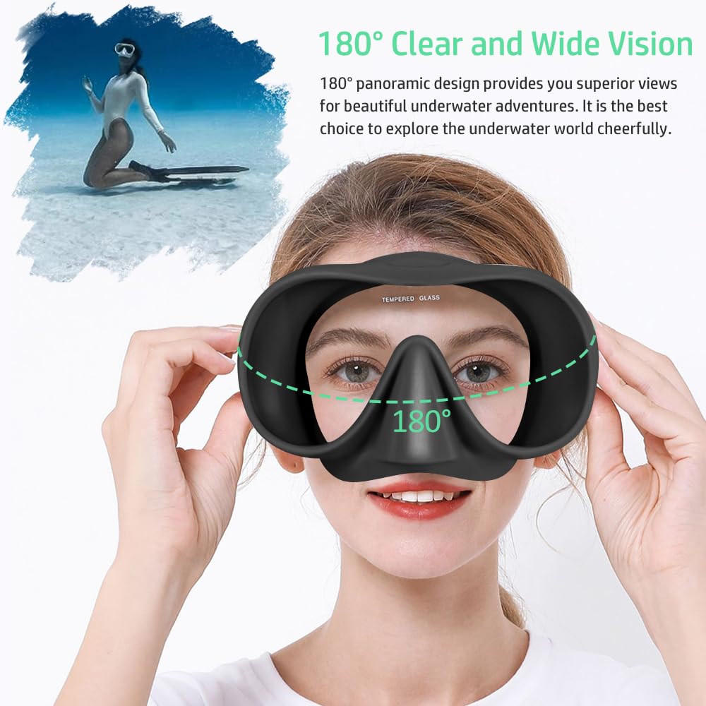 HINATAA Snorkel Set Adults, Fashionable Macaron Colors Frameless Snorkeling Mask, Ultra Wide View Anti-Fog Snorkel Mask Set - Image 4