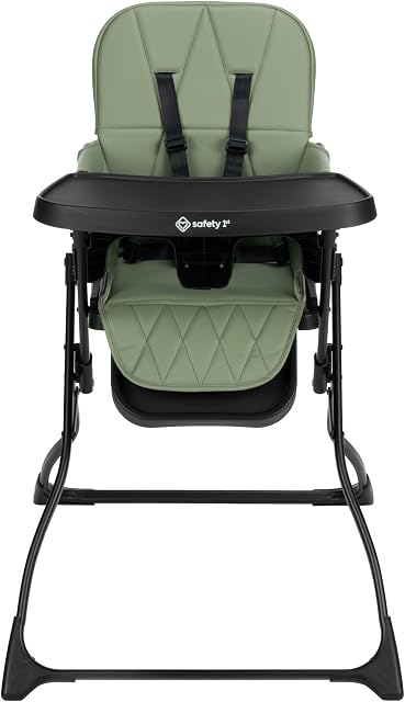 Safety 1st Lily High Chair - Compact Fold, Lightweight Design, Easy Clean, Modern Style - Mineral Green