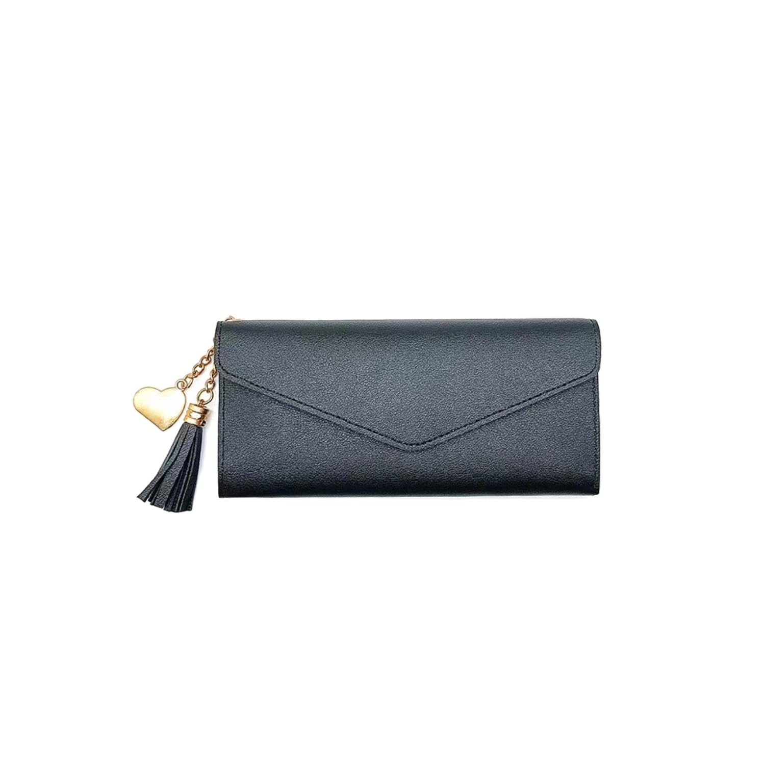 IFFANYUltra-Thin Foldable Black Long Wallet with Coin Pocket and ID Window For Women Men