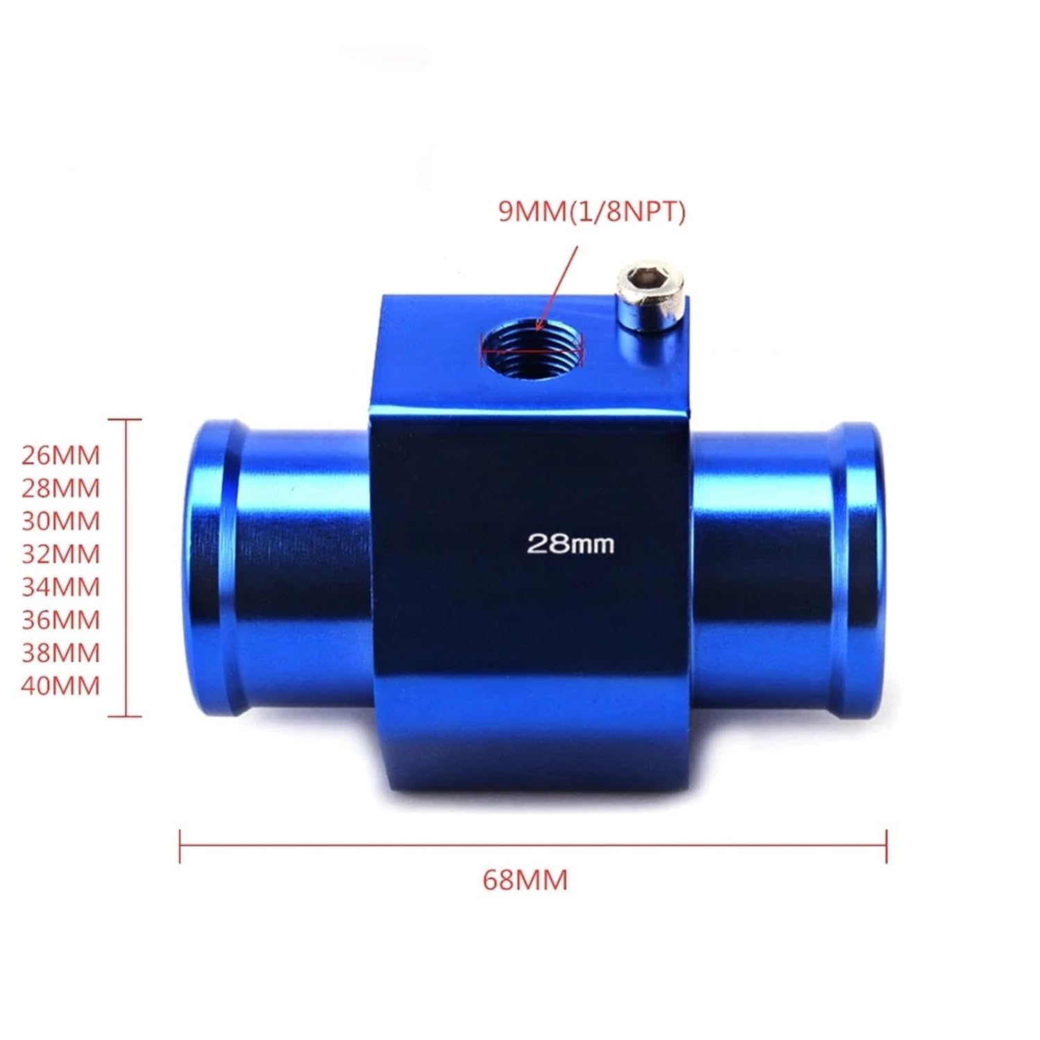 52mm Car Water Temperature Gauge 40~120 ℃ with Temp Sensor & Adapter Joint Pipe Radiator 1/8ZG(30mm)