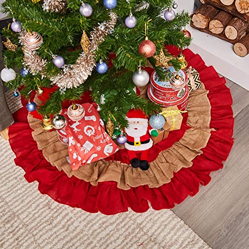 Juvale Rustic Red, Burlap Christmas Tree Skirt, Round Tree Skirt, Holiday Decor (42 In) #TOP2