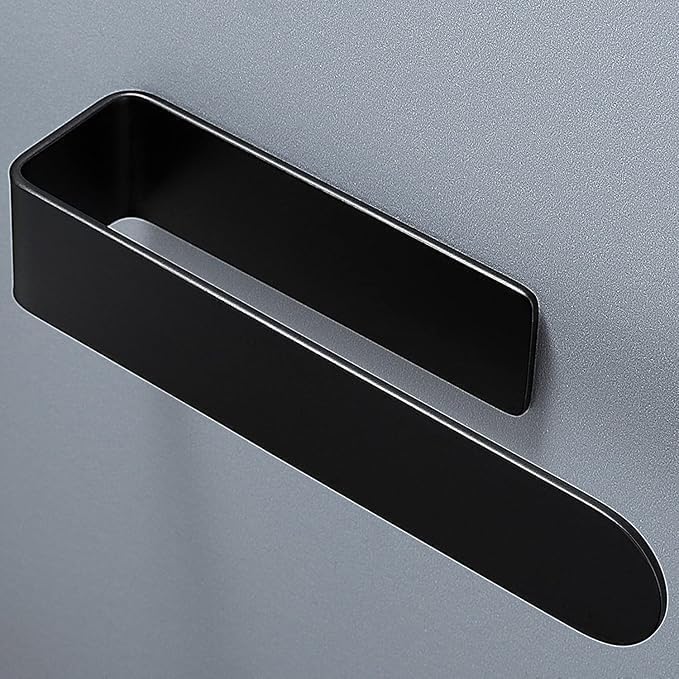 Hand Towel Holder/Clear Hand Towel Rack - Acrylic Plastics Towel Ring Self Adhesive Towel Bar for Bathroom or Kitchen Wall (Black, 8 inch)