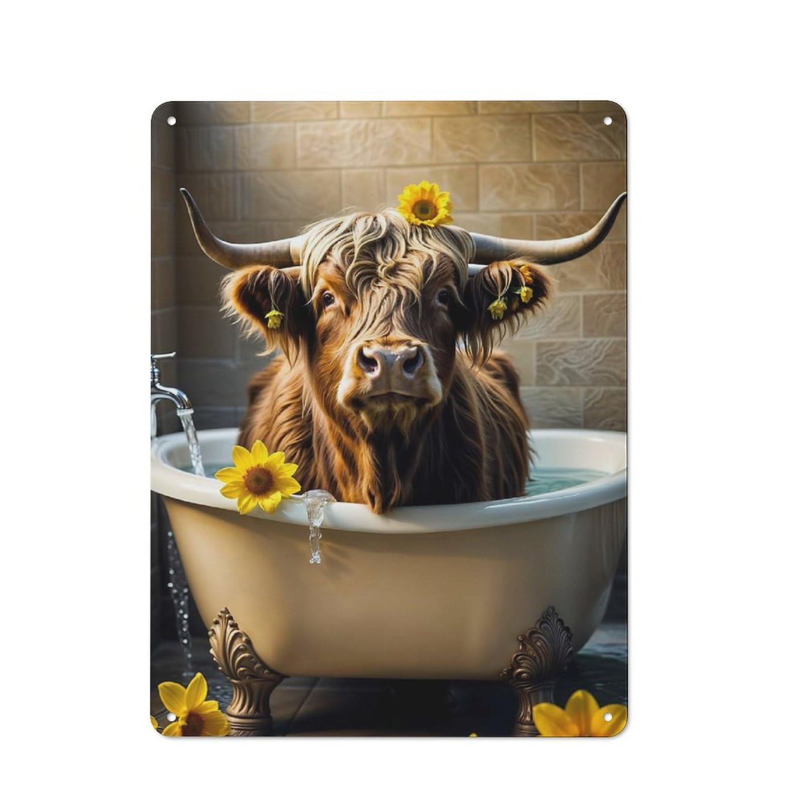 Junmoney Cow Bathroom Funny Rustic Tin Sign 40X30cm Featuring For Living Room Wall, For Metal Sign Collectors, For Garage And Workshop Walls