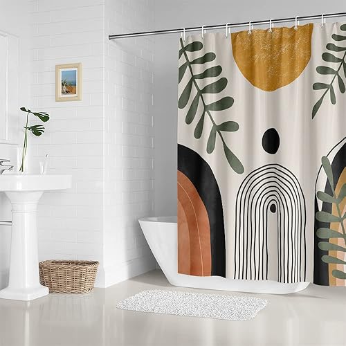 Miniatura 10 de Cortina de ducha bohemia con paisaje marino abstracto, cortina de baño para baño, decoración de baño, juego de cortinas de ducha modernas con 12