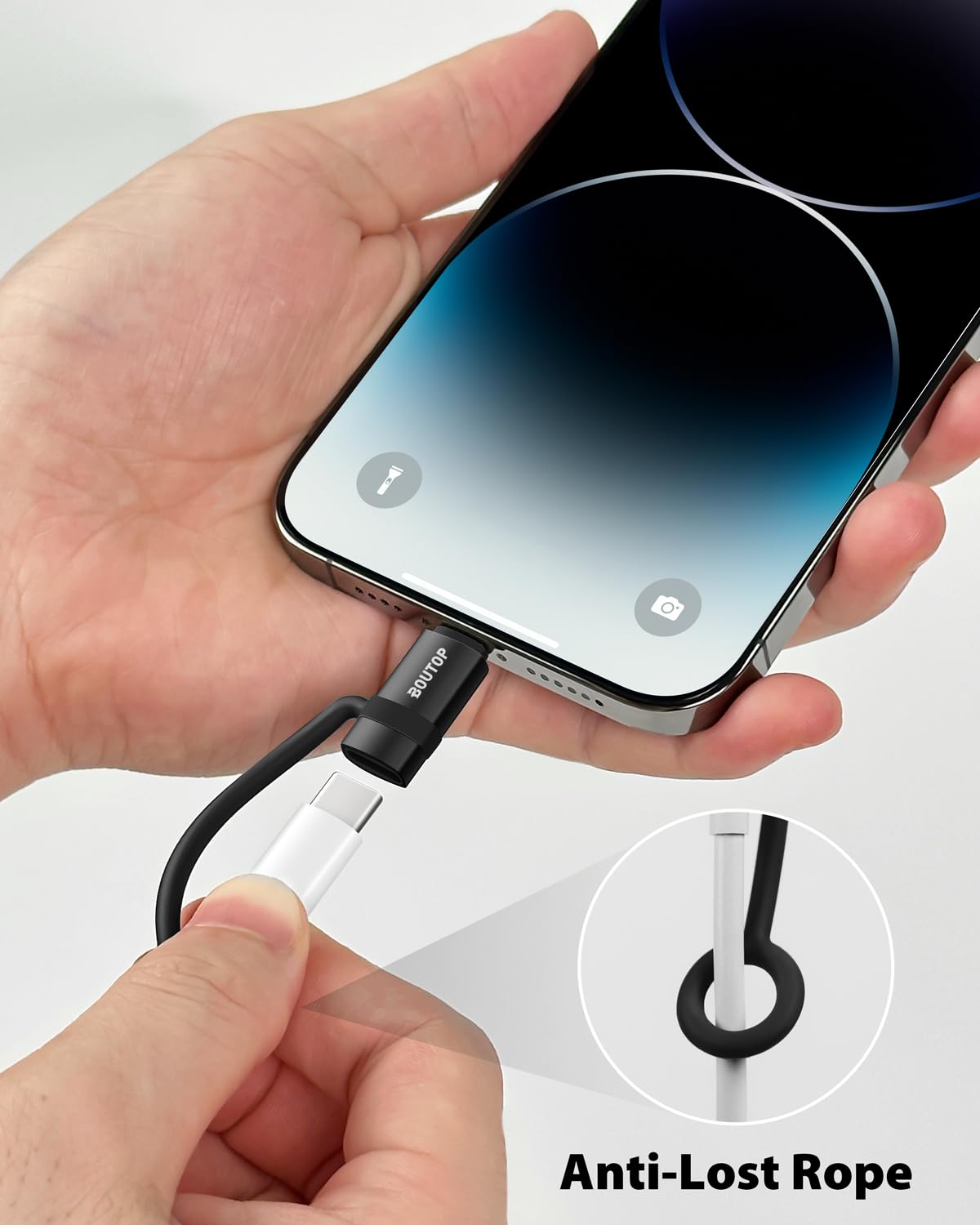 BOUTOP Adaptateur USB C vers Lightning 36W Charge Rapide Compatible iPhone iPad Noir 1 Paquet