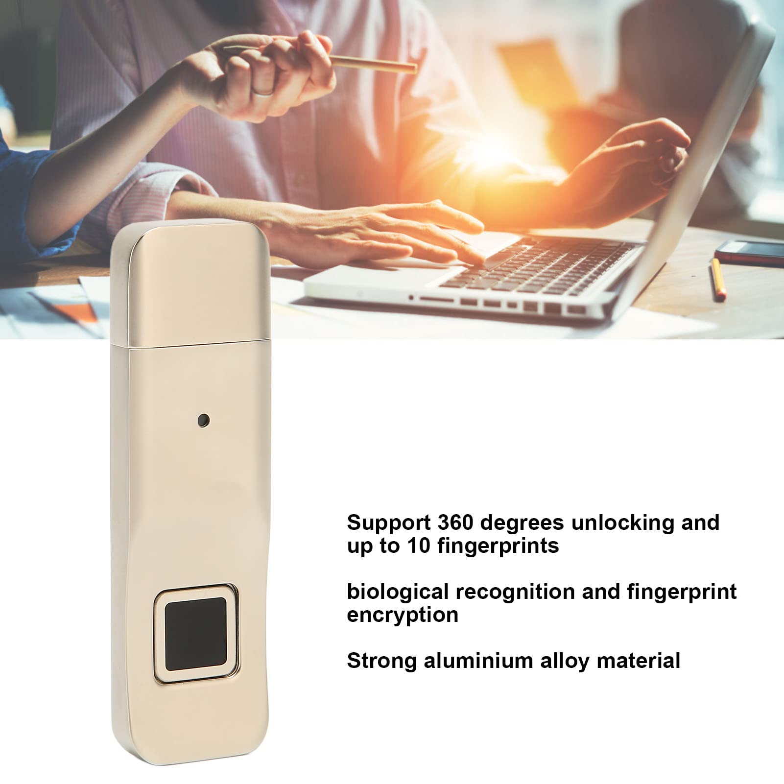 Chiavetta USB per Impronte digitali, Chiavetta USB Crittografata con Identificazione Ad Alta Velocità USB 3.0 da 32 Gb, Chiavetta di Memoria di Sicurezza per Impronte digitali Portatile