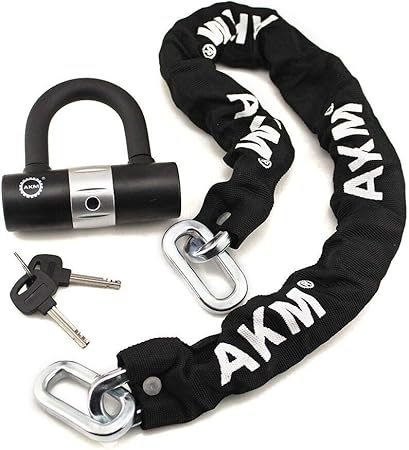 Amazon Akm バイクロック 高い耐切断性 極太チェーンロック U字ロック付き 自転車原付オートバイ盗難防止 重量感 頑丈ブラック ４種類 0 9m 2 4kg バイク用ロック 車 バイク