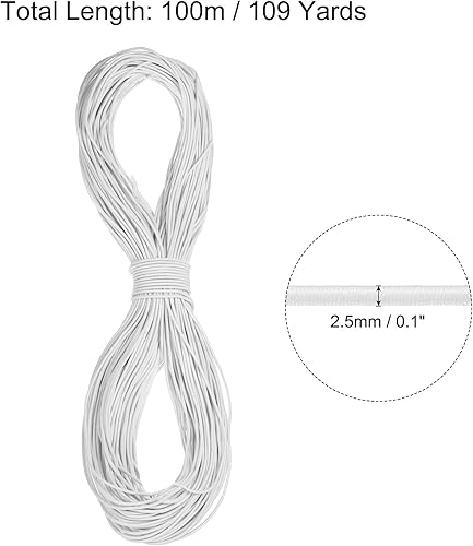 Vista 648 de PATIKIL Cuerda elástica elástica de 1/8 pulgadas, 11 yardas (0.118 in x 32.8 ft), color verde militar para manualidades, correas de gancho