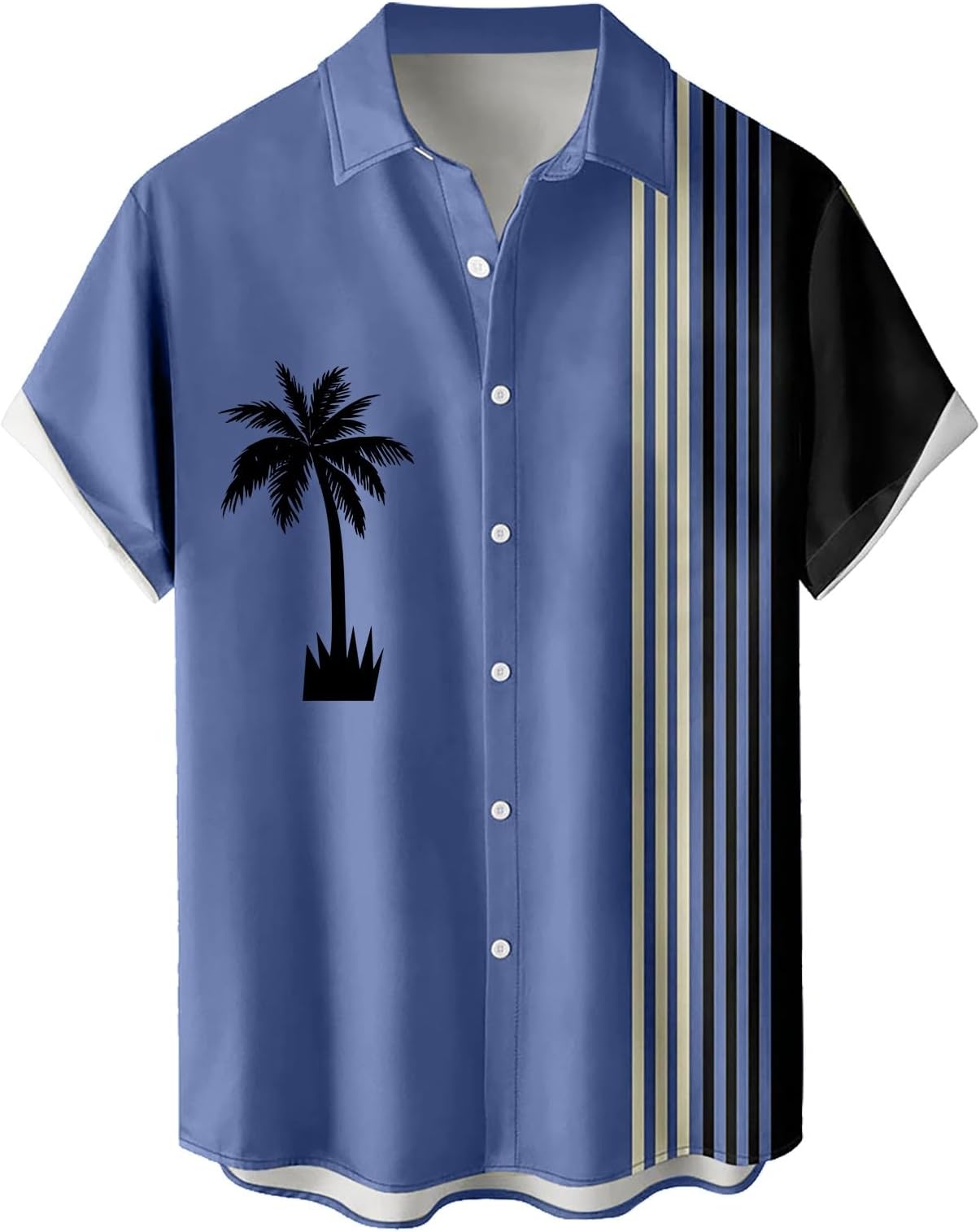 GenericMens Hawaiian Shirt Short Sleeves Casual Shirt Cotton Linen Mens Hawaiian Shirt Summer Regular Fit top Shirts for