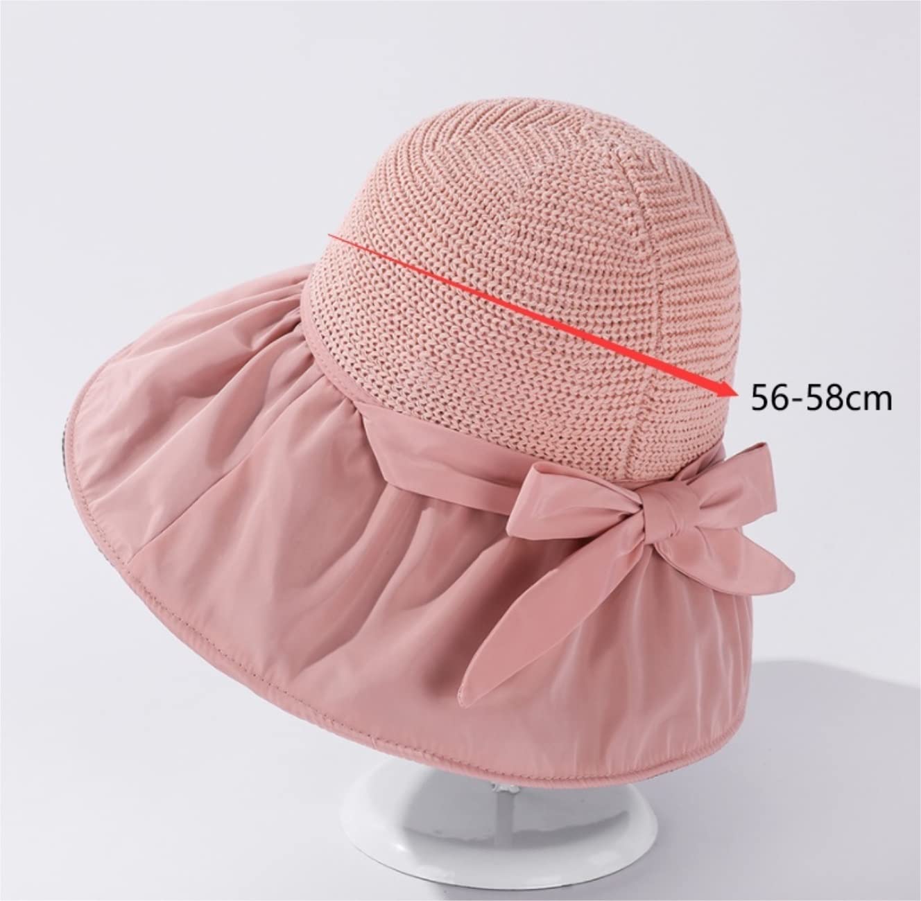 LNNSHX Sombrero de Playa para Mujer Sol Primavera y Verano Paja de Pescador Plegable de ala Ancha (Blauw: Talla A 56-58 cm) (Noir 6 7/87 1