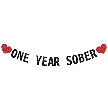 One Year Sober Banner - Happy Soberversary Decorations for Men or Women, One Year Sobriety Party Party Supplies