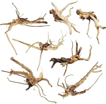 kathson Aquarium Driftwood Reptile Branches Wood Natural Spiderwood Driftwood for Aquarium 5-6" 7 Pcs Terrarium Ornament Trunk Fish Tank Log Habitat Decoration Tree Stump Decor Assorted Sizes Wood