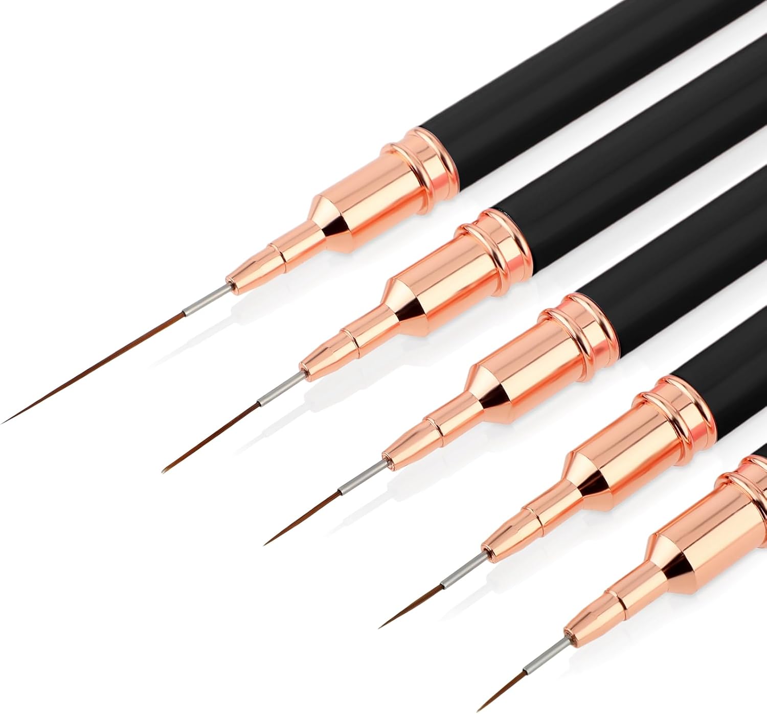 5 Stks Nail Art Liner Borstels Details Dunne Nail Art Borstel Fijne Nail Art Brush Set Voor Striping Lange Lijnen Gel Polish Schilderen (7/9/11/15/25mm, Zwart)
