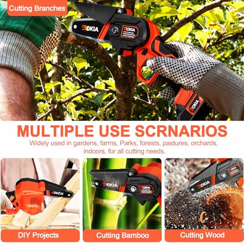 Aokia Mini Chainsaw Battery Powered: 21v Cordless Small Chain Saw with Battery, Charger and 2 Chains, Handheld Electric Chainsaw for Tree Branches Wood Yard and Garden Cutting Work - Thumbnail 6