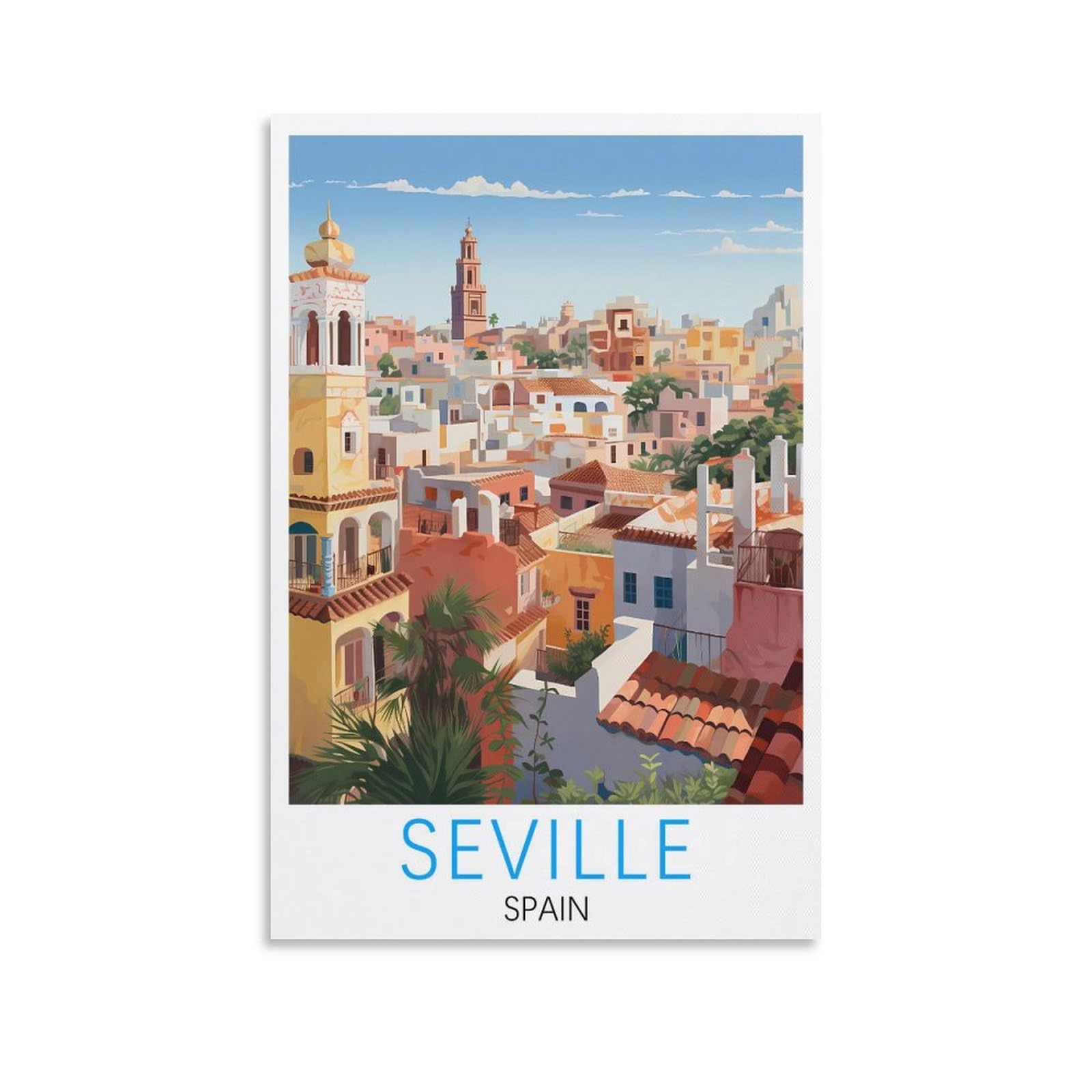 Orbana Unframe-Style Seville Spain Vintage Travel Posters 08X12inch(20X30cm) Canvas Print For Living Room, Bedroom, Dorm, Home, Office Wall Decoration