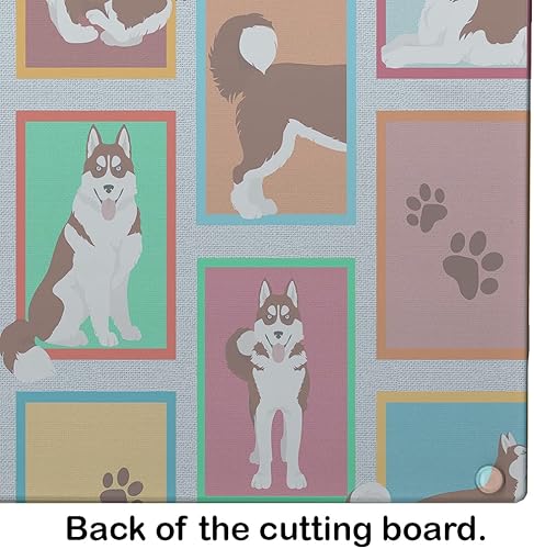 Miniatura 5 de Caroline's Treasures MLM1160LCB - Tabla de cortar de vidrio de Husky siberiano rojo grande decorativa de vidrio templado para cocina, tabla de