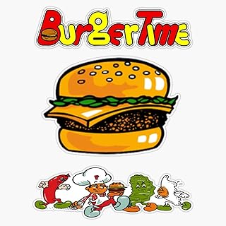 Burger Time Retro Bumper Sticker Window Vinyl Decal 5"