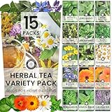 Herbal Tea Garden Seeds | 15 Individual Packs | 2026 Season | Non-GMO | Chamomile, Mint, Lavender, Holy Basil & More! | Grow Your Own Fresh Tea Herbs | by Family Sown