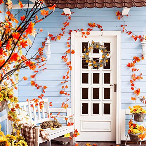 Binfen Rustic Floral Wreath - 16 Inch Fake Tulip And Pampas Grass Arrangement For Farmhouse Kitchen Or Front Porch Decor (Orange) #TOP5