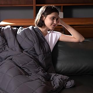 Syrinx Weighted Blanket 20 lbs for Adults, 60''x80'', Dark Grey for Queen Size, Breathable Fabric Cooling Blanket with Gla...
