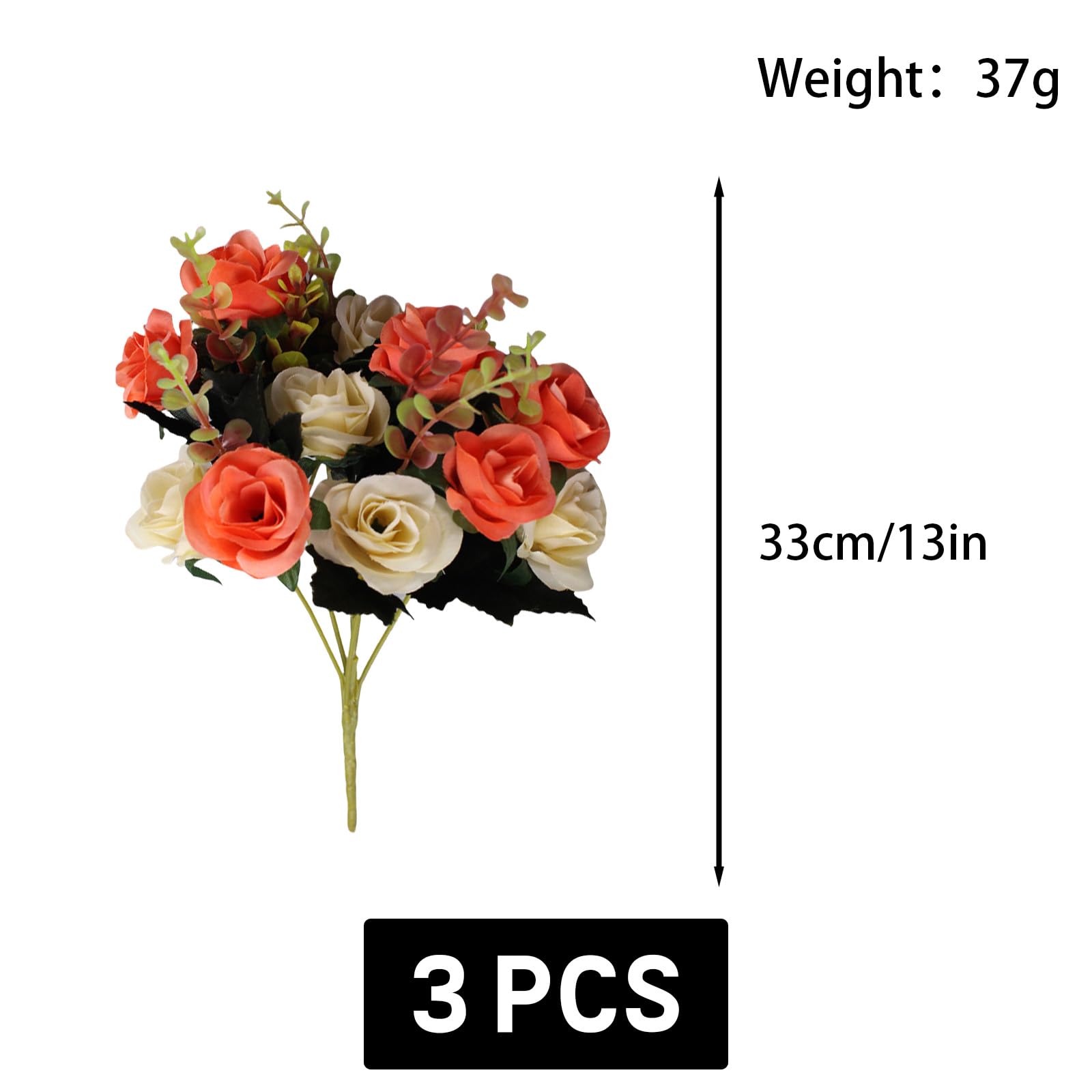astylishome Fake Flowers for Decoration 36 Pcs Faux Roses Artificial Rose Natural and Realistic Flower for Home Garden Party Wedding Bouquet Office Decorations 0106 - Image 3