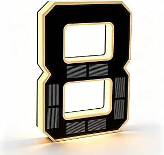 Solar House Numbers for Outside Light Up 6.7 Inch Waterproof Led Lighted Address Signs for Yard Houses,Numeros Para Casa Exterior Powered Backlit Illuminated Exterior Modern (8-Black)