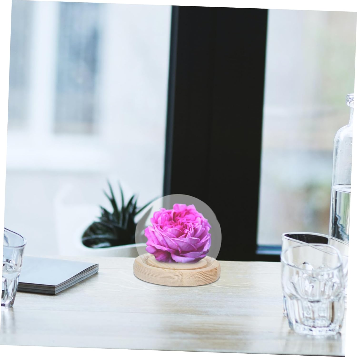 Cabilock 3pcs Clear Glass Dome Display Case with Wooden Base for Preserved Flowers Figurines and Decorative Keepsakes Cloche for Decor