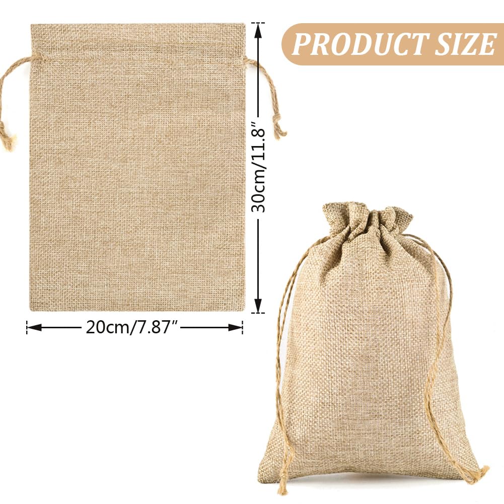 CLYPY 20 bolsas de yute de 20 x 30 cm con cordón, bolsas de tela con cordón, bolsas de yute para rellenar, bolsas de yute para Navidad, bolsas de regalo para bodas, recuerdos, Navidad (natural)