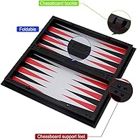 Vista 5 de KAILE Juego de ajedrez magnético de 10" - Juego de viaje 3 en 1 de ajedrez, damas y backgammon con estuche plegable - Bolsa elástica portátil