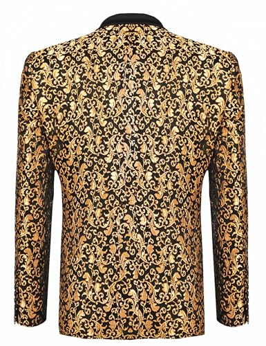 COOFANDY Mens Floral Tuxedo One Button Paisley Jacquard Blazer Dinner Party Prom Wedding Suit Jacket