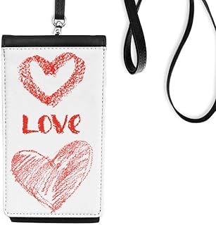 Love You Heart Red Quote Handwrite Phone Wallet Purse Smartphone Hanging Faux Leather Black