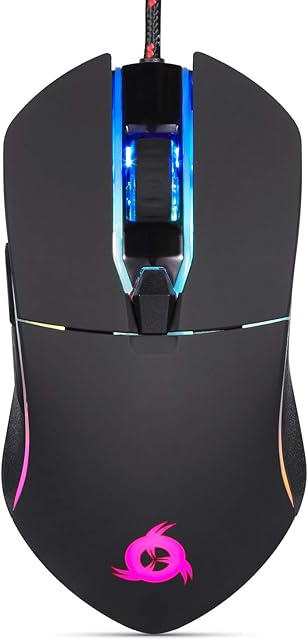 KLIM AIM Gaming Mouse - Wired Ergonomic Gamer USB Computer Mouse, Chroma RGB [7000 Dpi] Wired Mouse Ergonomic - Desktop PC Laptop + PS4, High Precision Optical Laser Ergo Mice - Black