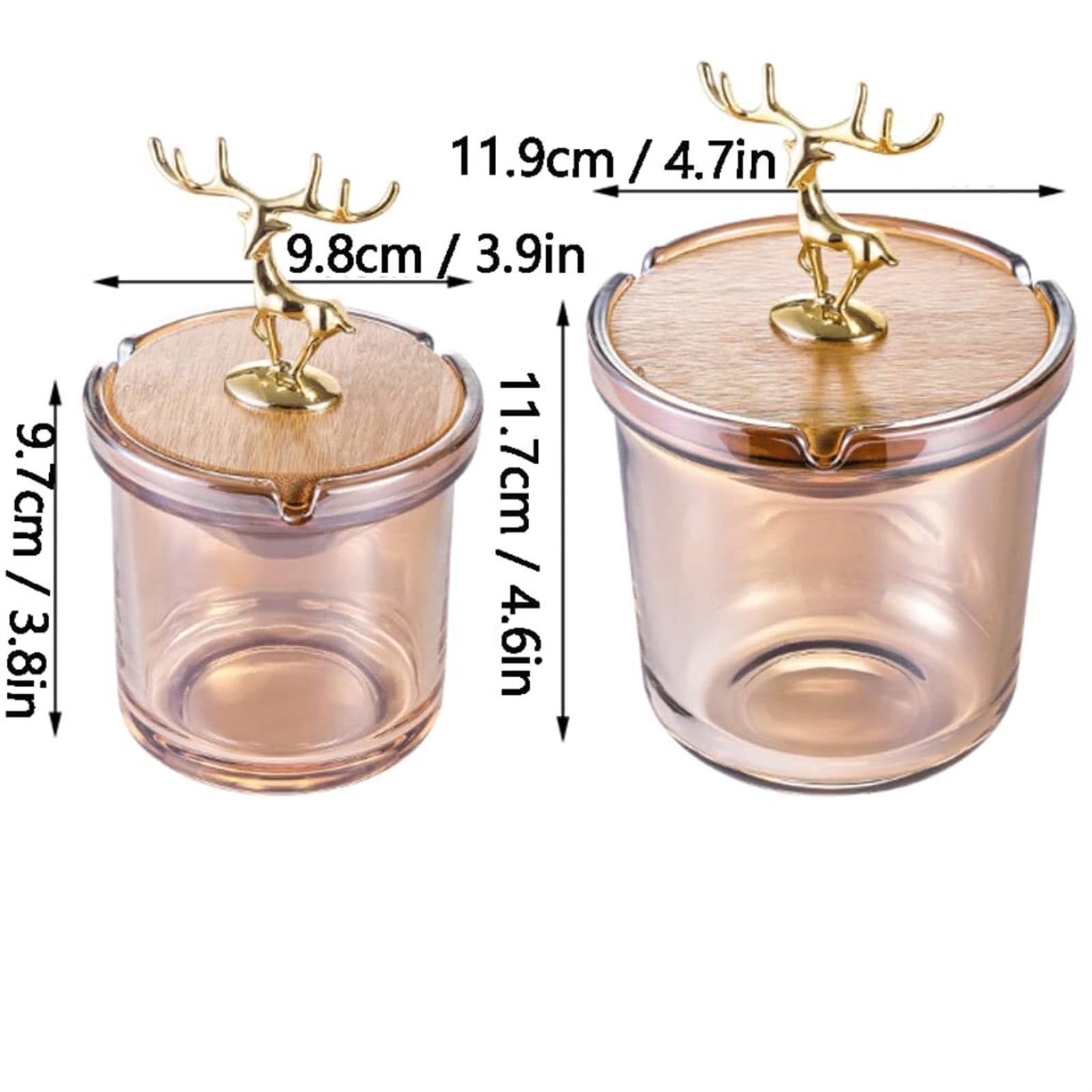 Posacenere in vetro trasparente, Posacenere in vetro con coperchio di varie dimensioni for uso interno ed esterno(11.7cm,B)