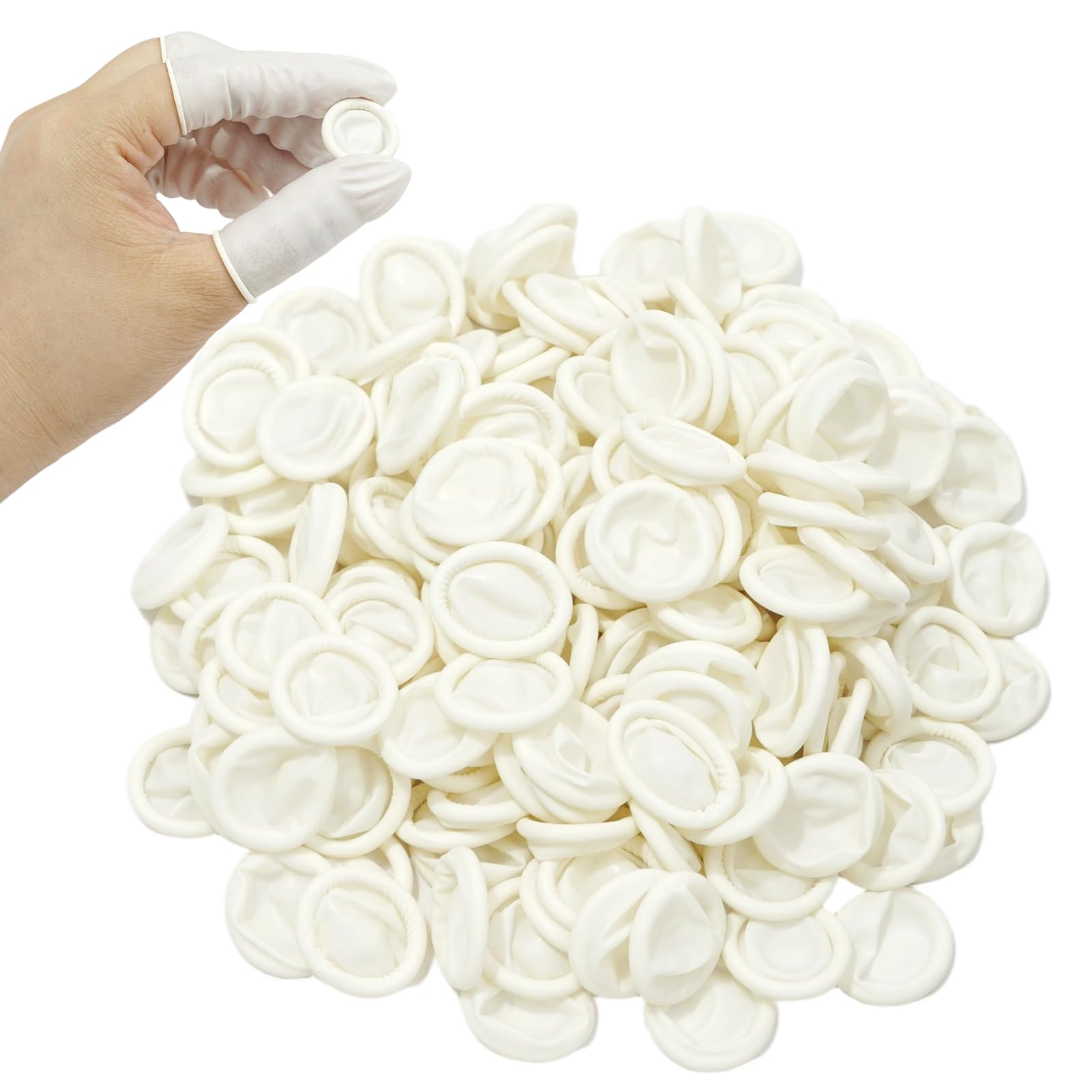 Doigtiers en Latex, 200 Pcs Doigtier Latex pour Doigt, Doigts de Protection contre les Blessures aux Doigts, Doigtiers imperméables pour Tatouage pour Nail Art, DIY, Artisanat (Blanc)