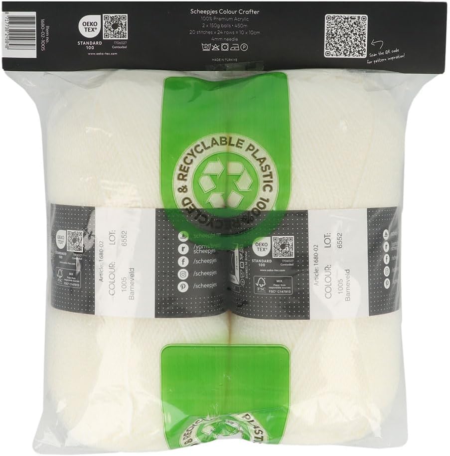 Scheepjes Colour Crafter Solid Pack, 2 x 150 g Yarn, White