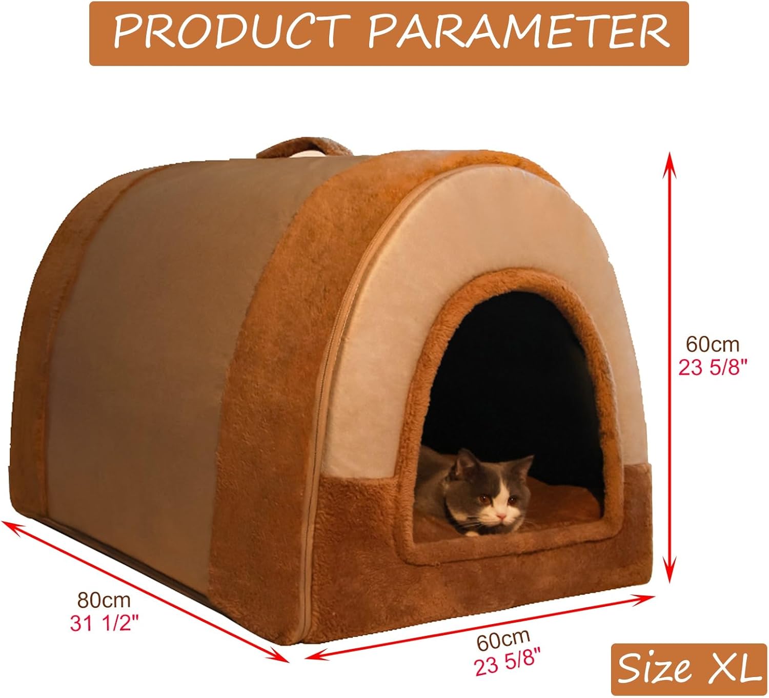 ROYUMI Self Heating Cat House Chew Resistant, Soft Liner Pet Heated Bed/Shelter, Large Insulated Dog Heating Igloo, Snug Cushioned Pillow (Size : Size XL)