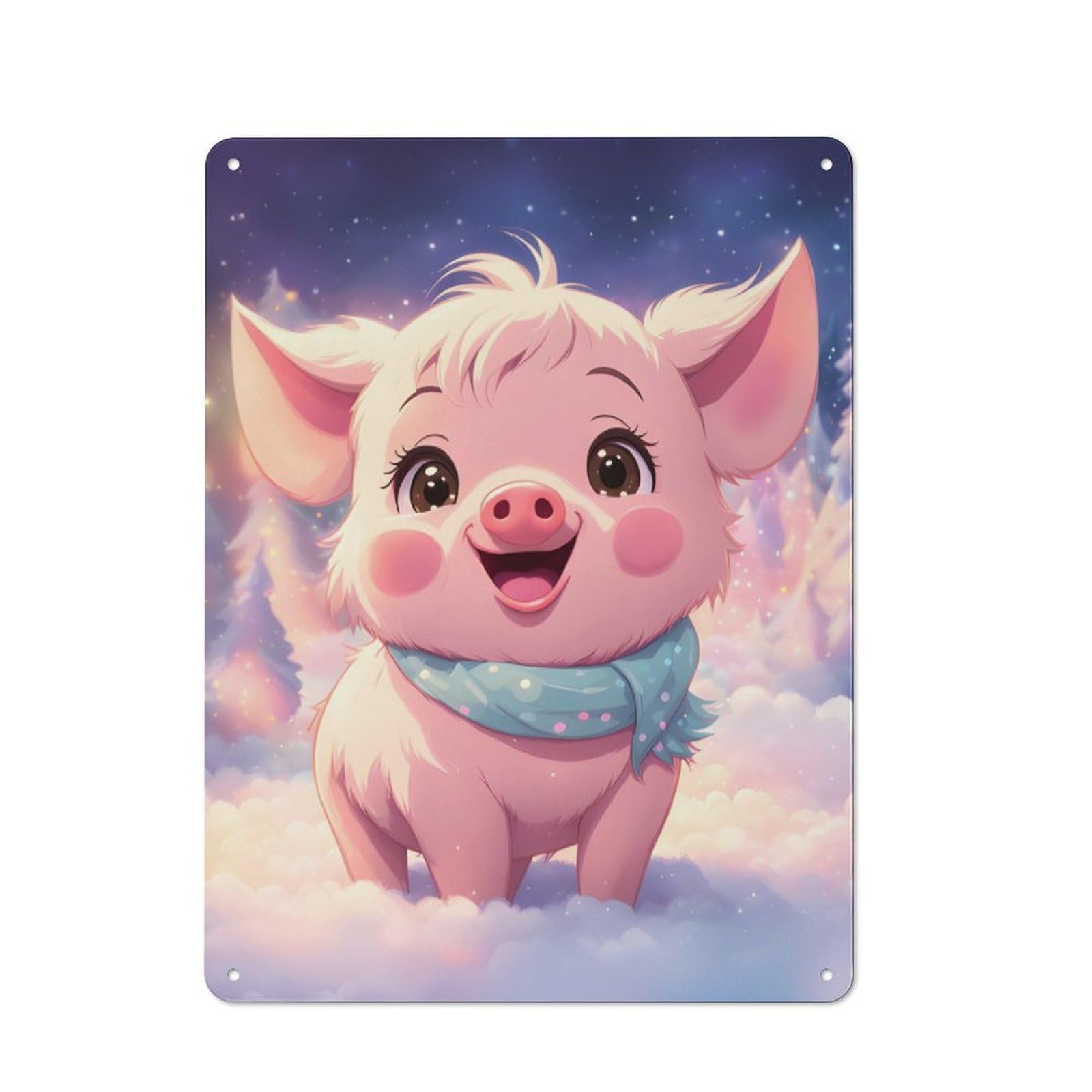 Junmoney Pig 40X30cm Rustic Metal Sign With For Hobby Room Or Studio, Metal Sign Decor For Hobby Rooms And Studios
