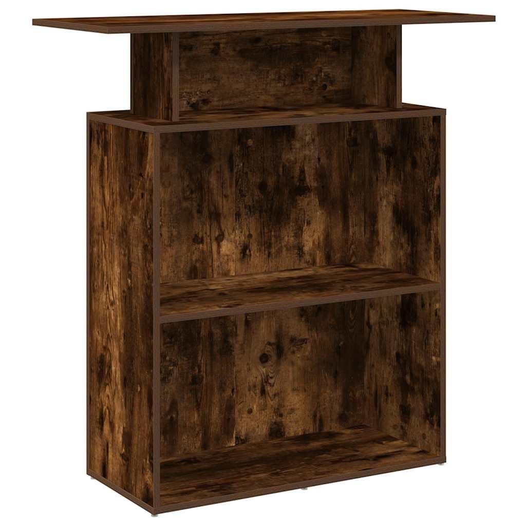 Hommdiy Empfangstheke Räuchereiche 100x40x104 cm Salon Kassentheke Büro Empfangstisch Holzwerkstoff