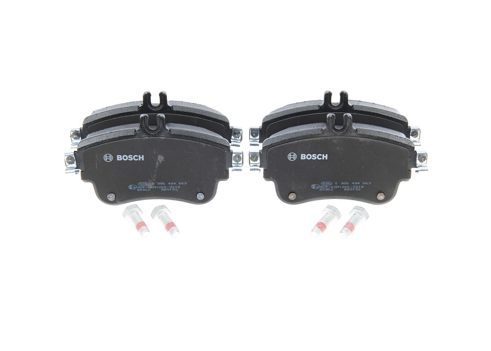 BOSCH Jeu de garnitures de frein, frein à disque 0986494663 | Qualité Bosch - Réduction du Bruit et de la Poussière - Certifié ECE-R90 - Sans Cuivre - Avec Accessoires