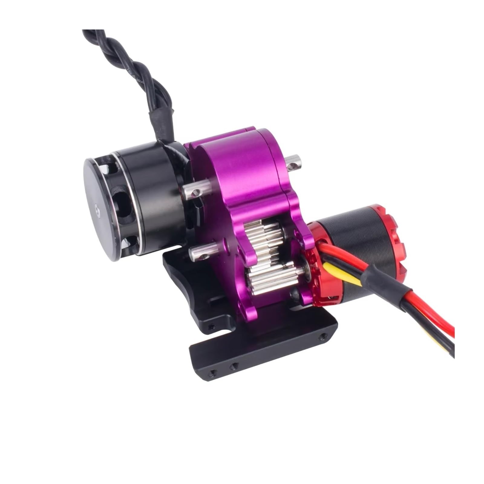 RC Car Accessories for LCG for SCX10 Pro 1/10 CNC Aluminum Dual Transmission Overdrive Gearbox Installable 2 Motors RC Crawler Parts Replacement(Purple)