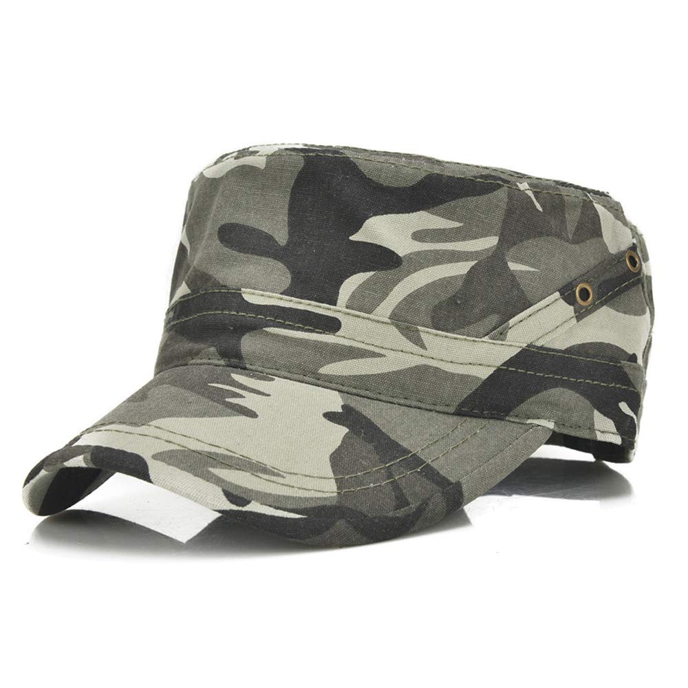Chengzi Men's Camouflage Unisex Army Hat Cadet Cap Twill Flat Top Cap Fashion Adjustable Baseball Hat (Camouflage)